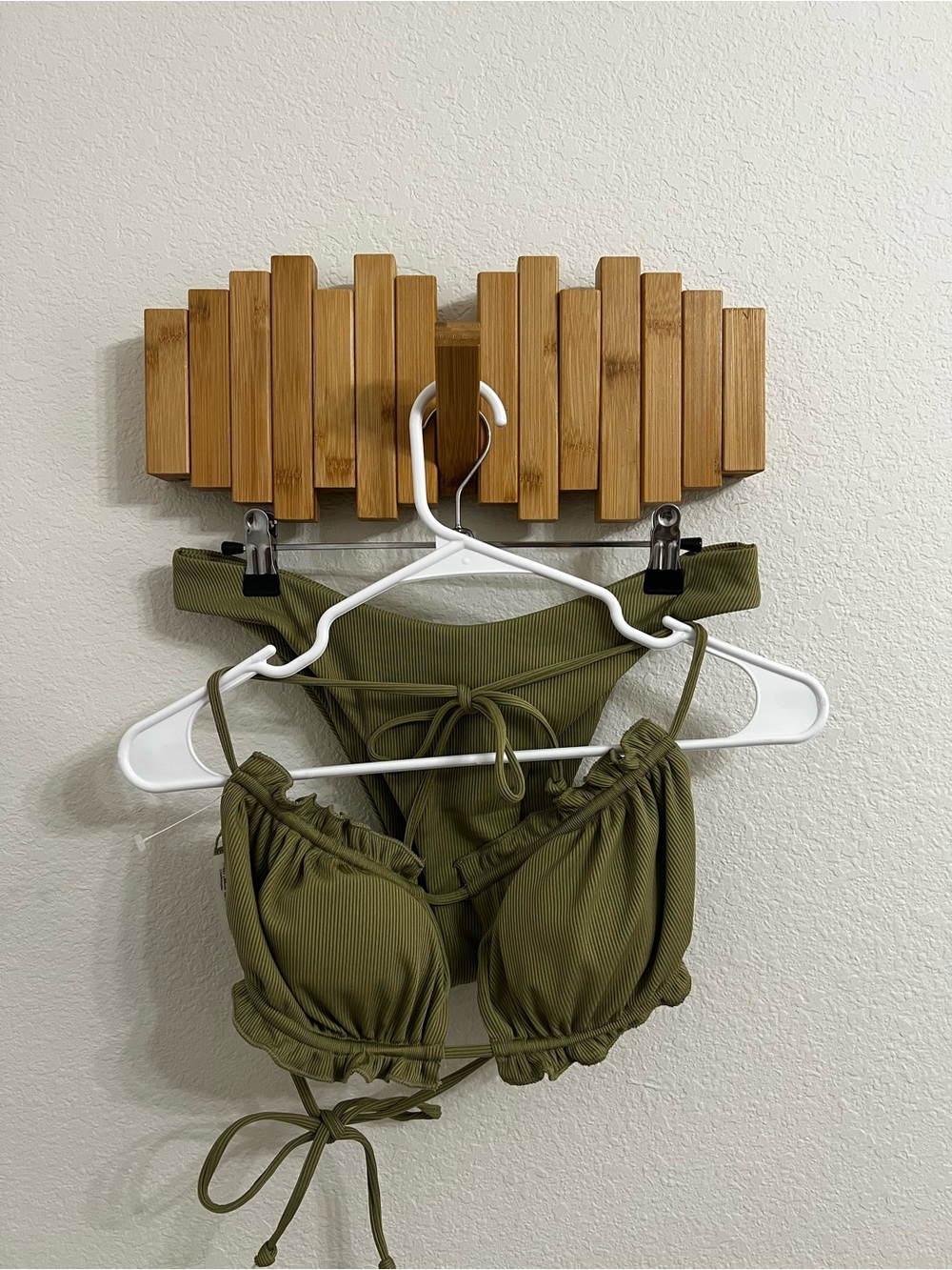 Olive Ribbed Two-Piece Bikini Set